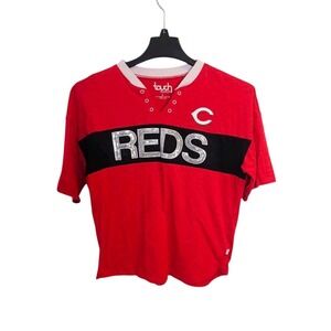 Cincinnati Reds Touch‎  Stadium Sequined Red V-neck T-shirt Women's Large